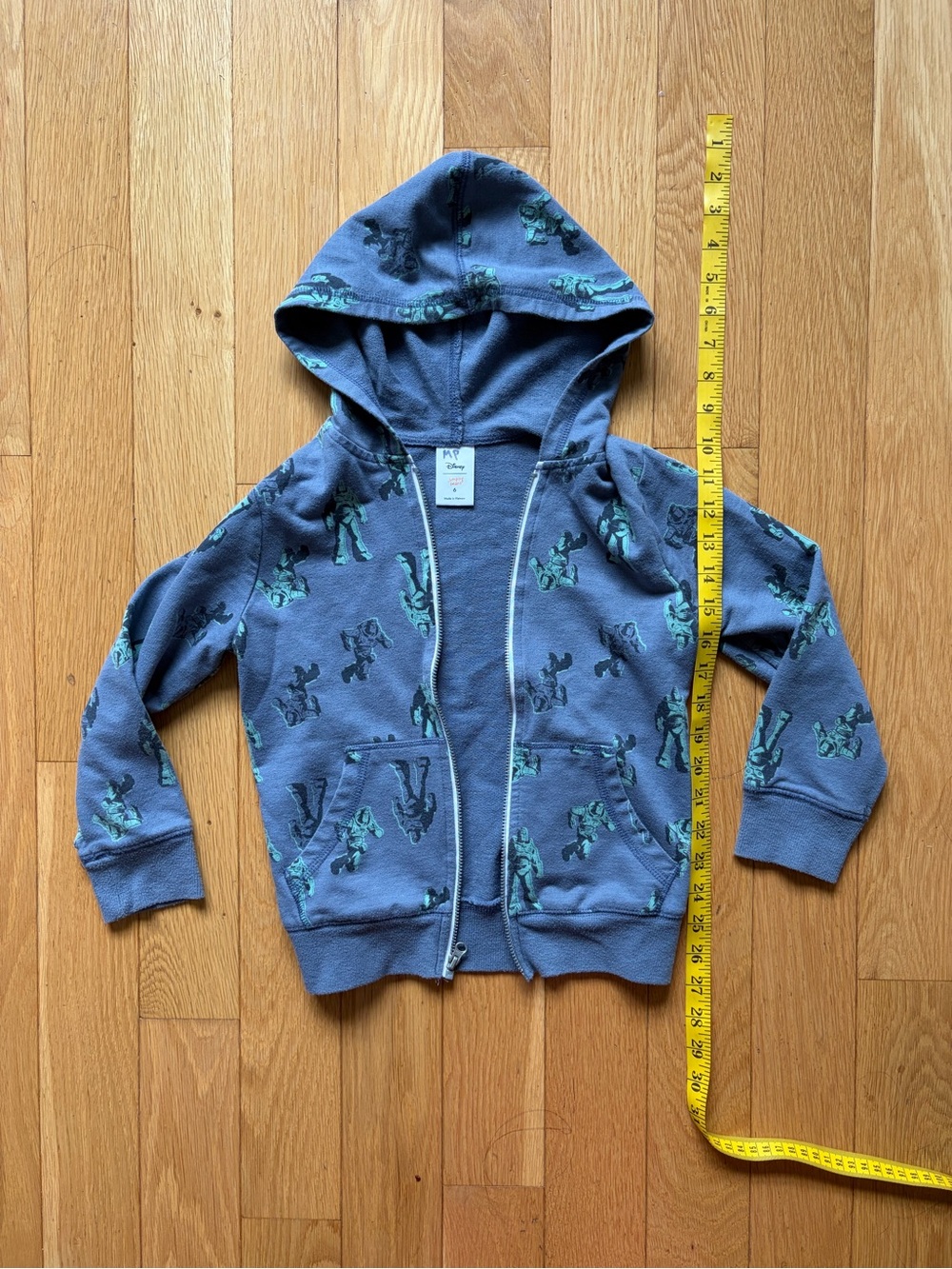 Disney Blue buzz lightyear Zip-Up Hoodie with Green Print